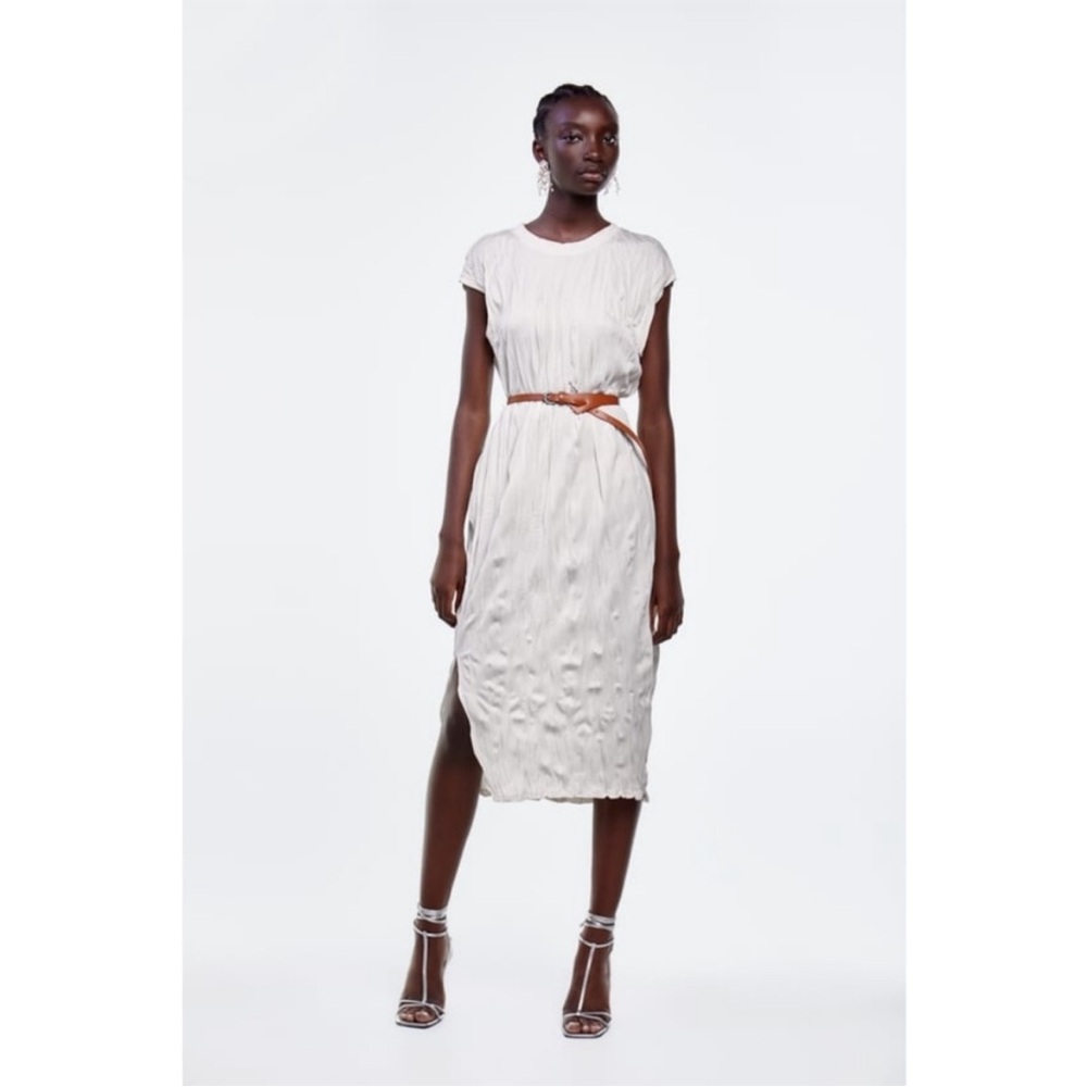 Zara crinkle effect midi dress - Picture 3 of 10